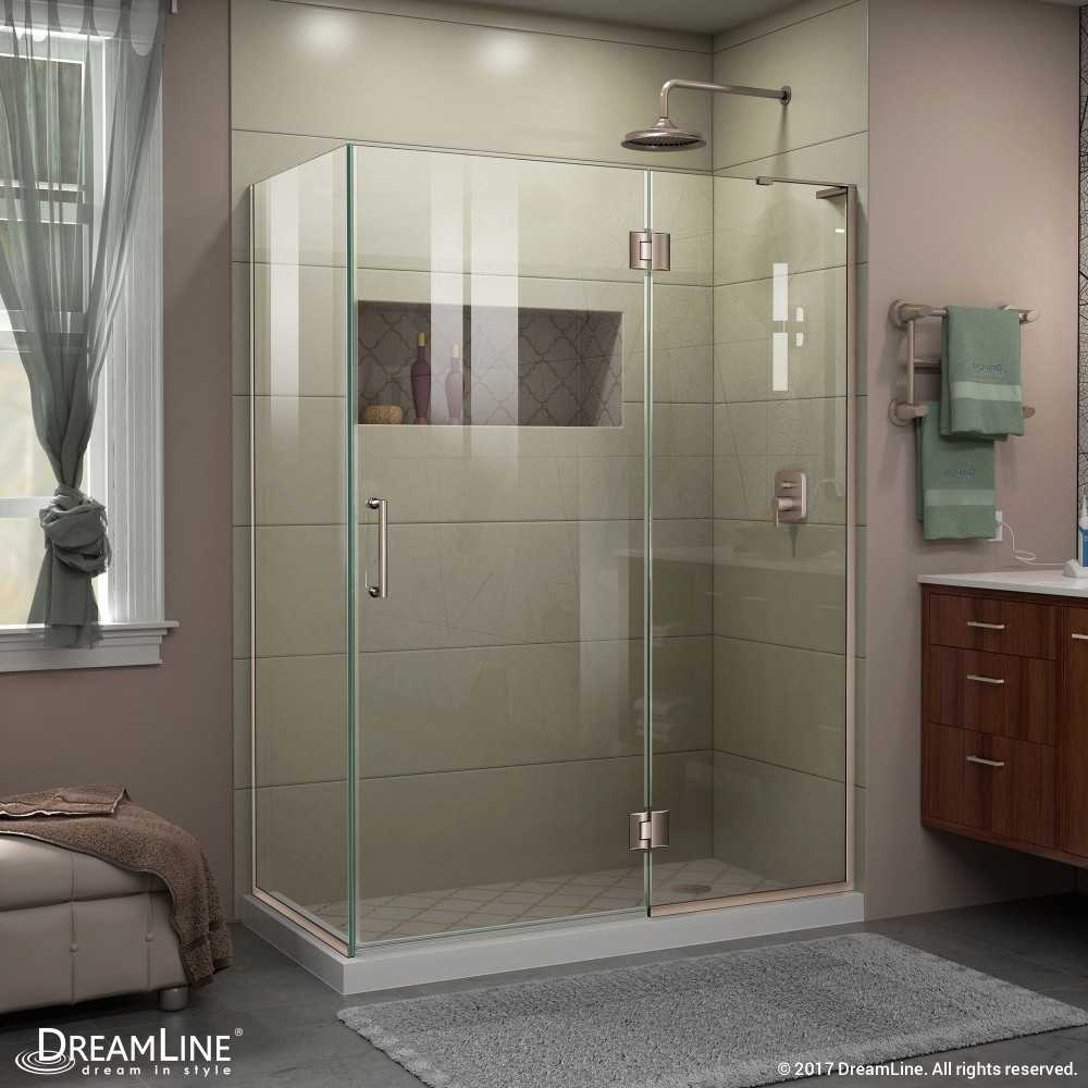 Unidoor-X 47 3/8 in. W x 34 in. D x 72 in. H Frameless Hinged Shower Enclosure in Brushed Nickel