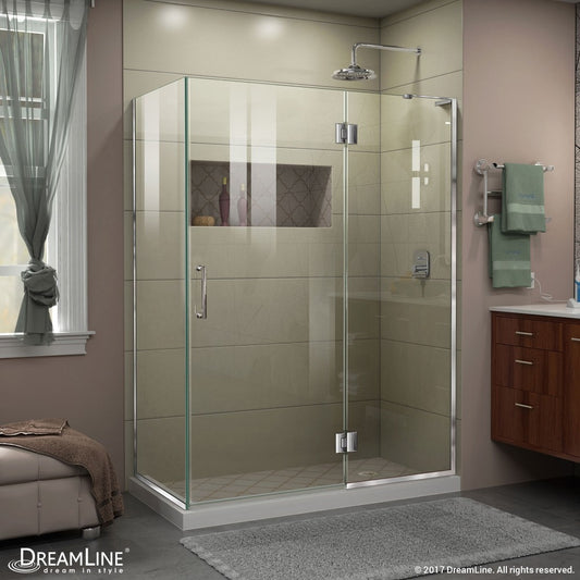 Unidoor-X 47 3/8 in. W x 34 in. D x 72 in. H Frameless Hinged Shower Enclosure in Chrome