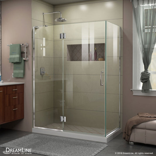 Unidoor-X 47 3/8 in. W x 34 in. D x 72 in. H Frameless Hinged Shower Enclosure in Chrome