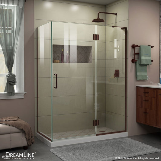 Unidoor-X 47 3/8 in. W x 34 in. D x 72 in. H Frameless Hinged Shower Enclosure in Oil Rubbed Bronze