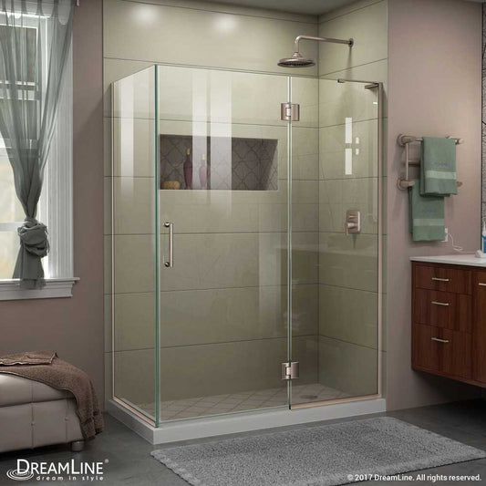 Unidoor-X 48 3/8 in. W x 30 in. D x 72 in. H Frameless Hinged Shower Enclosure in Brushed Nickel