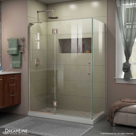 Unidoor-X 48 3/8 in. W x 30 in. D x 72 in. H Frameless Hinged Shower Enclosure in Brushed Nickel