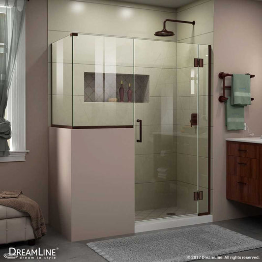 Unidoor-X 57 in. W x 30 3/8 in. D x 72 in. H Frameless Hinged Shower Enclosure in Oil Rubbed Bronze