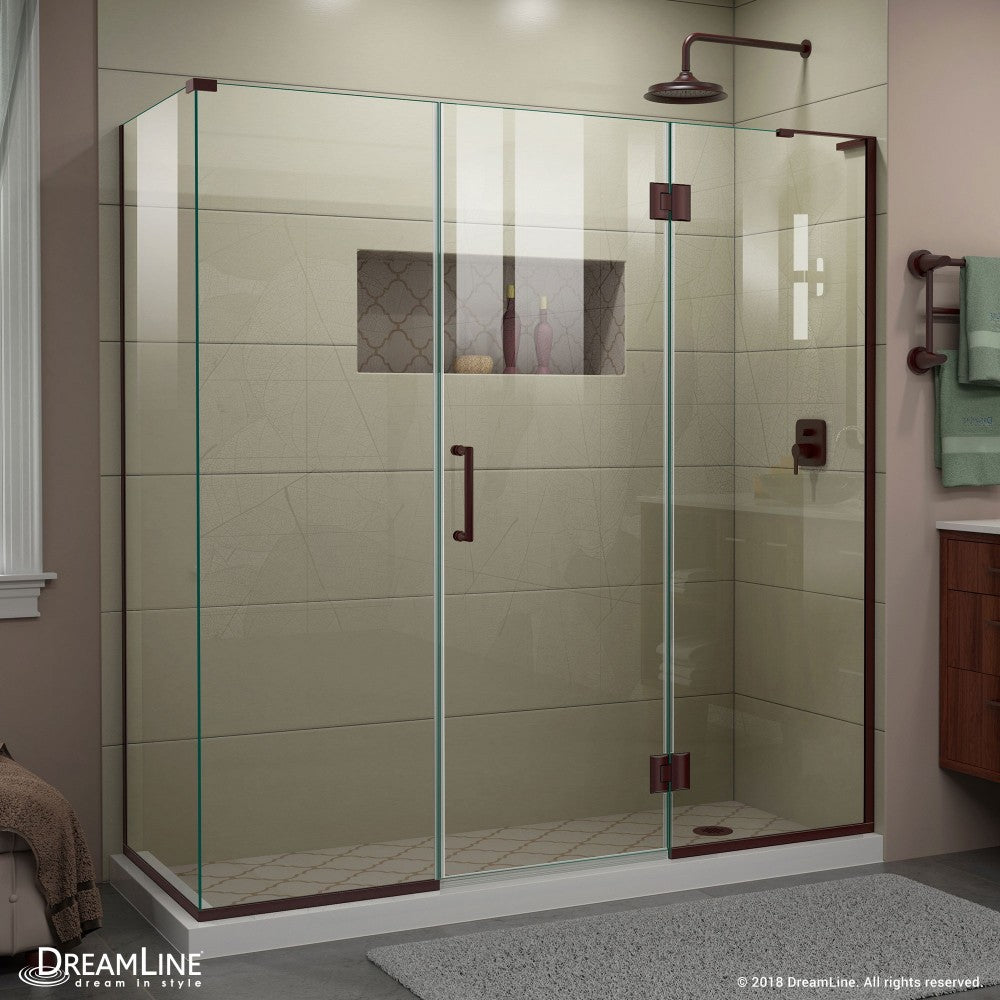 Unidoor-X 69 1/2  in. W x 30 3/8 in. D x 72 in. H Frameless Hinged Shower Enclosure in Oil Rubbed Bronze