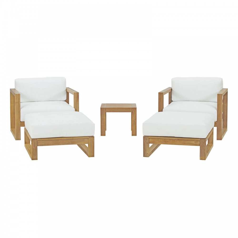 Upland 5 Piece Outdoor Patio Teak Set