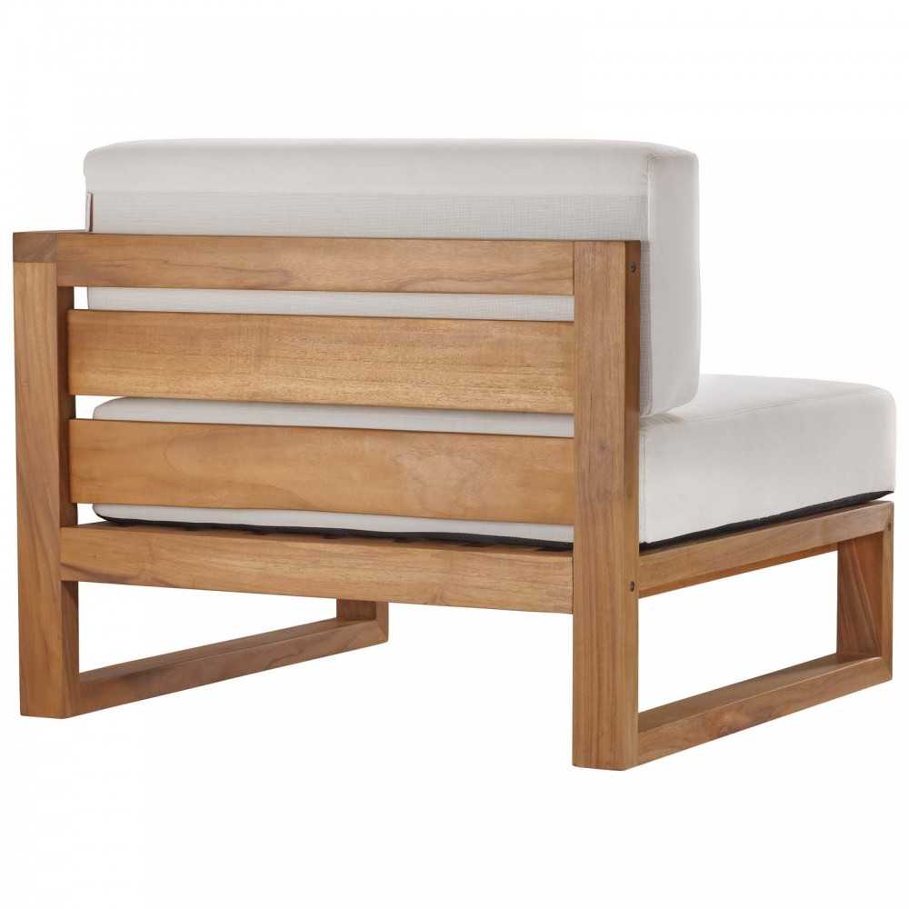 Upland Outdoor Patio Teak Wood 3-Piece Sectional Sofa Set, Natural White, EEI-4255-NAT-WHI-SET