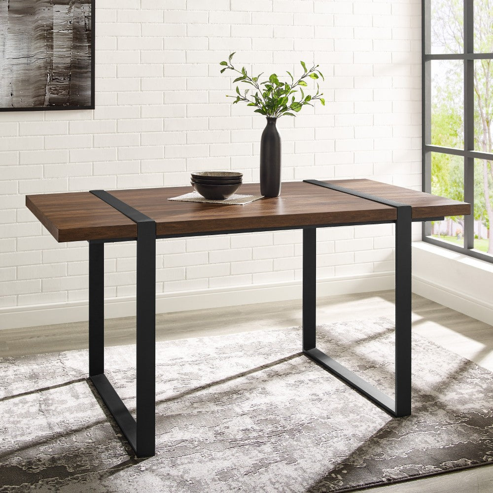 Urban Blend 60" Industrial Metal Leg Wood Dining Table - Dark Walnut