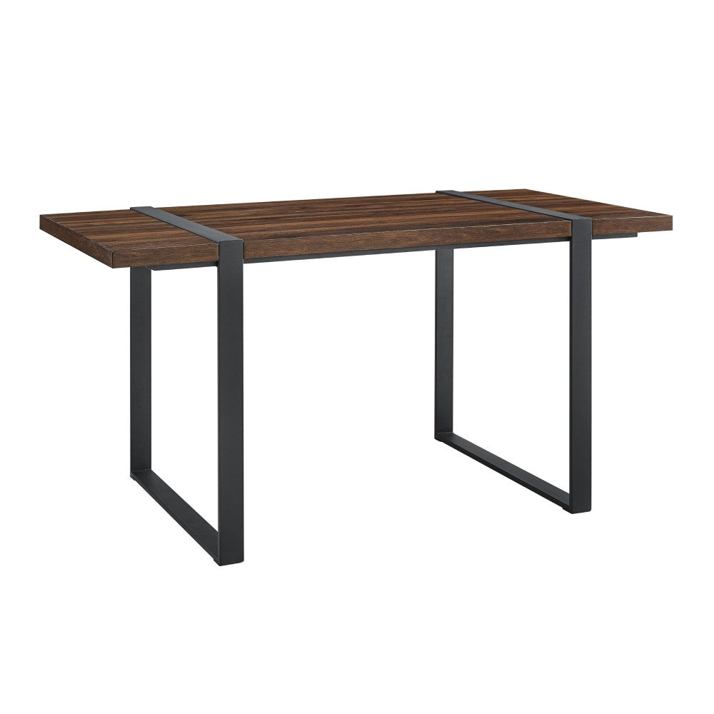 Urban Blend 60" Industrial Metal Leg Wood Dining Table - Dark Walnut