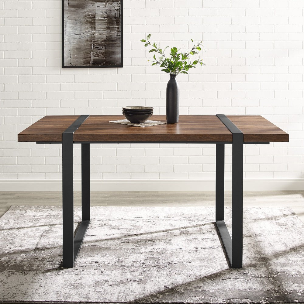 Urban Blend 60" Industrial Metal Leg Wood Dining Table - Dark Walnut