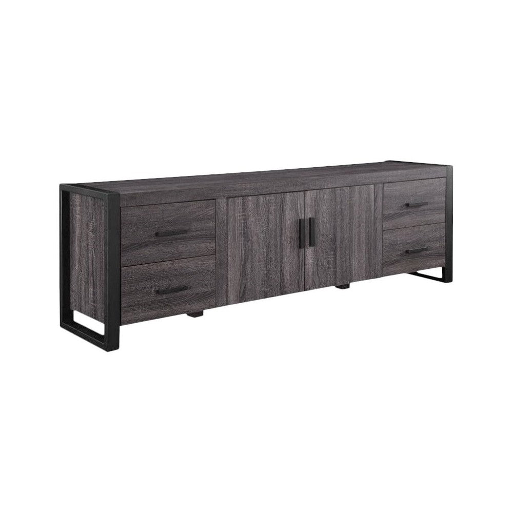 Urban Blend 70" Industrial Metal Wood TV Stand - Charcoal