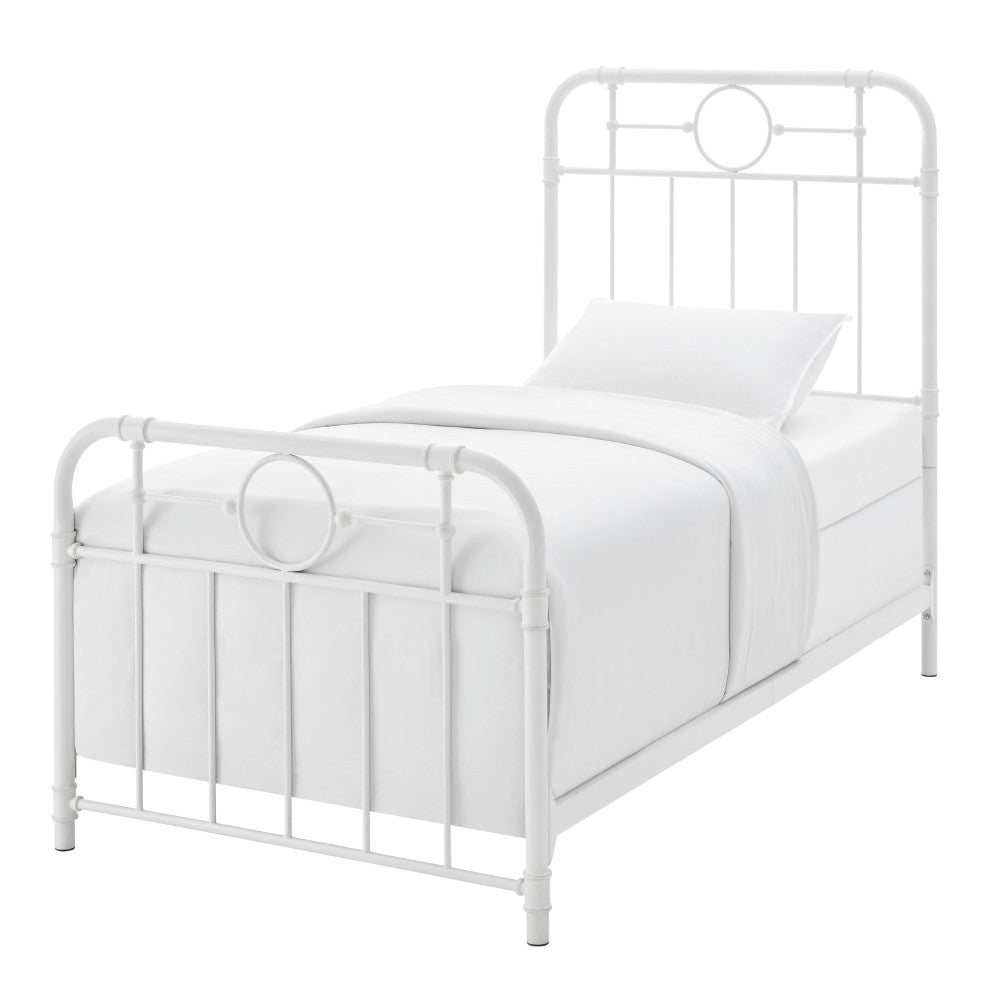 Urban Industrial Metal Pipe Twin Bed - Antique White