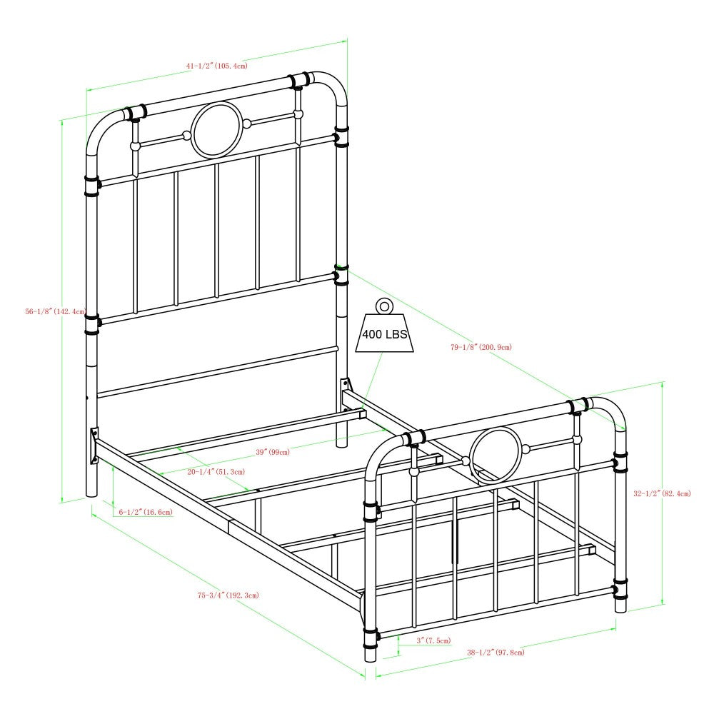 Urban Industrial Metal Pipe Twin Bed - Bronze