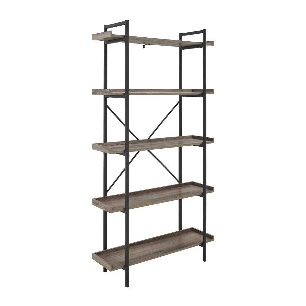 Urban Pipe 68" Rustic Industrial 5 Shelf Wood Bookshelf - Gray Wash
