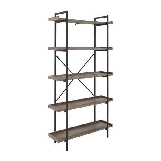 Urban Pipe 68" Rustic Industrial 5 Shelf Wood Bookshelf - Gray Wash