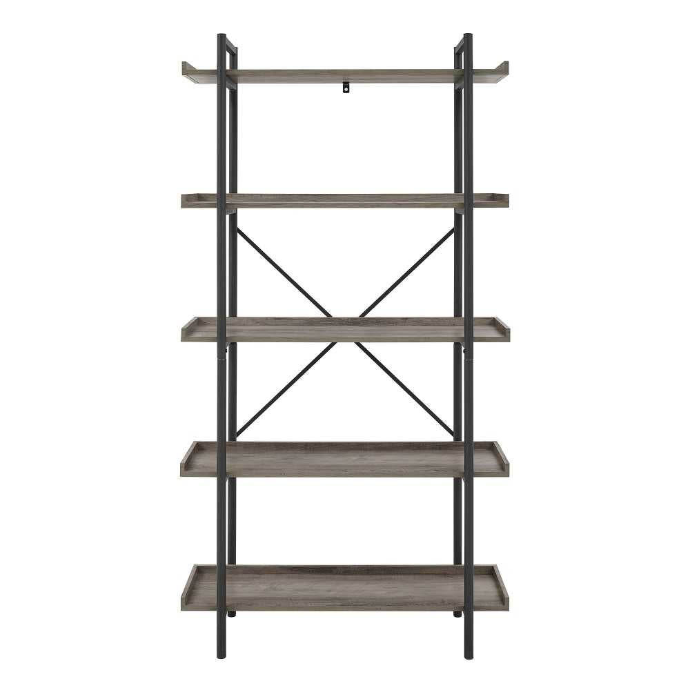 Urban Pipe 68" Rustic Industrial 5 Shelf Wood Bookshelf - Gray Wash