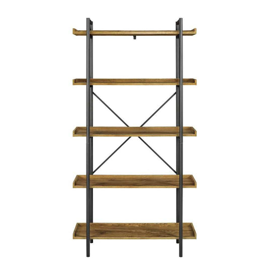 Urban Pipe 68" Rustic Industrial 5 Shelf Wood Bookshelf - Barnwood