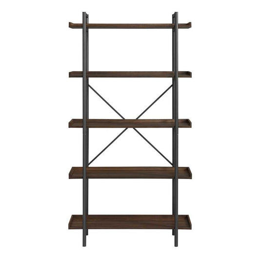 Urban Pipe 68" Rustic Industrial 5 Shelf Wood Bookshelf - Dark Walnut