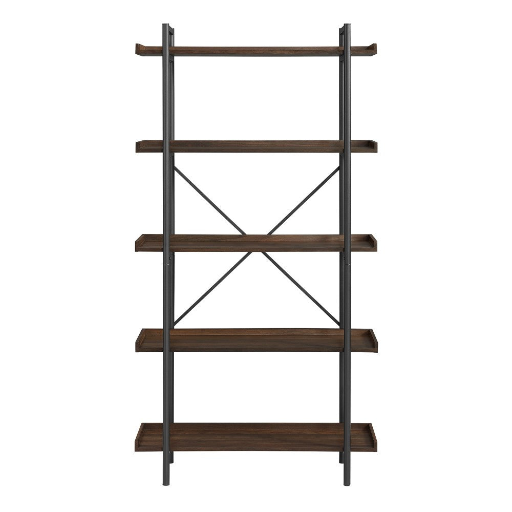 Urban Pipe 68" Rustic Industrial 5 Shelf Wood Bookshelf - Dark Walnut