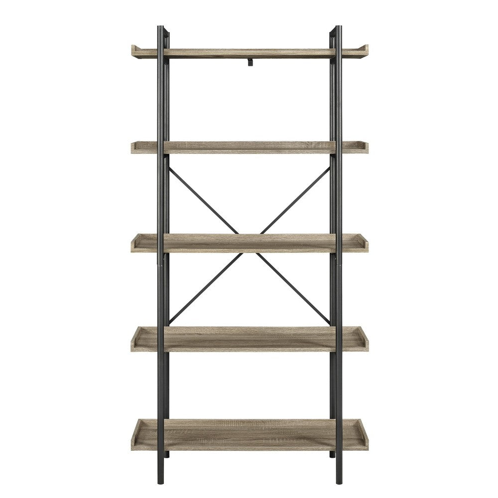 Urban Pipe 68" Rustic Industrial 5 Shelf Wood Bookshelf - Driftwood