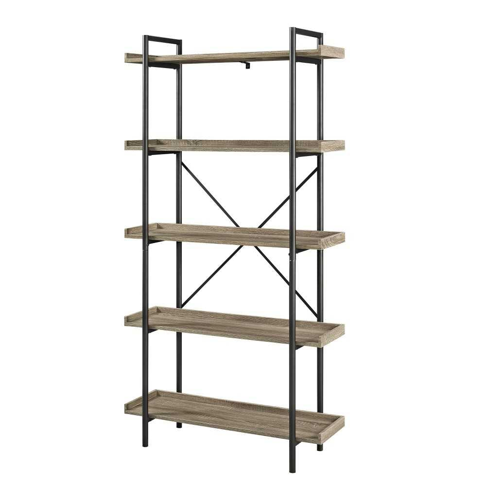 Urban Pipe 68" Rustic Industrial 5 Shelf Wood Bookshelf - Driftwood