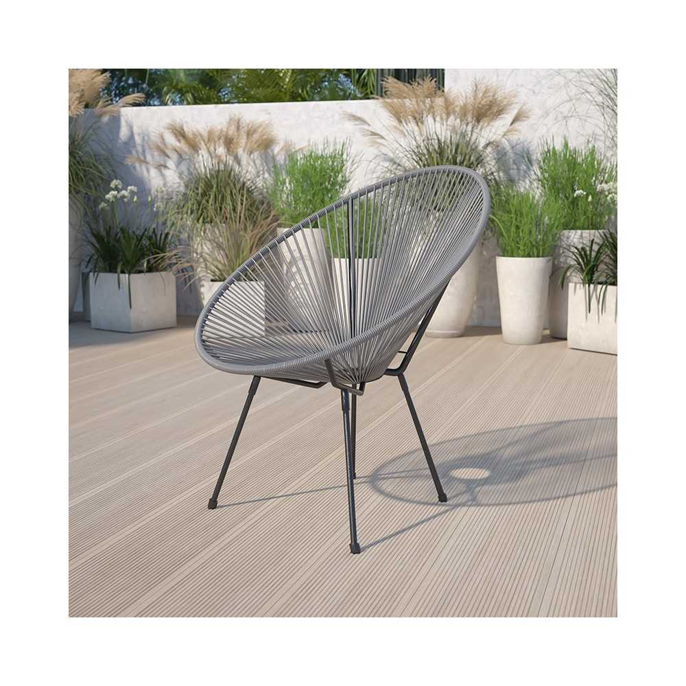 Valencia Oval Comfort Series Take Ten Gray Rattan Lounge Chair