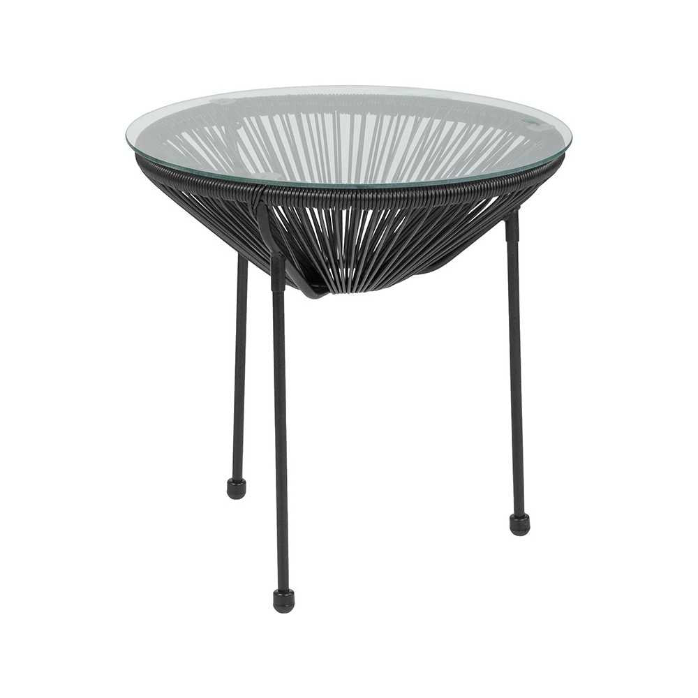 Valencia Oval Comfort Series Take Ten Black Rattan Table with Glass Top