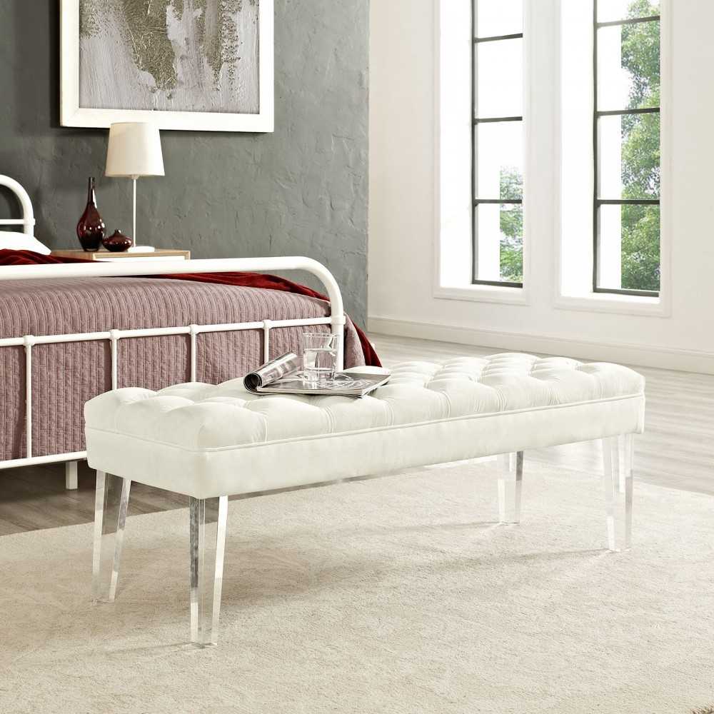 Valet Performance Velvet Bench, Ivory