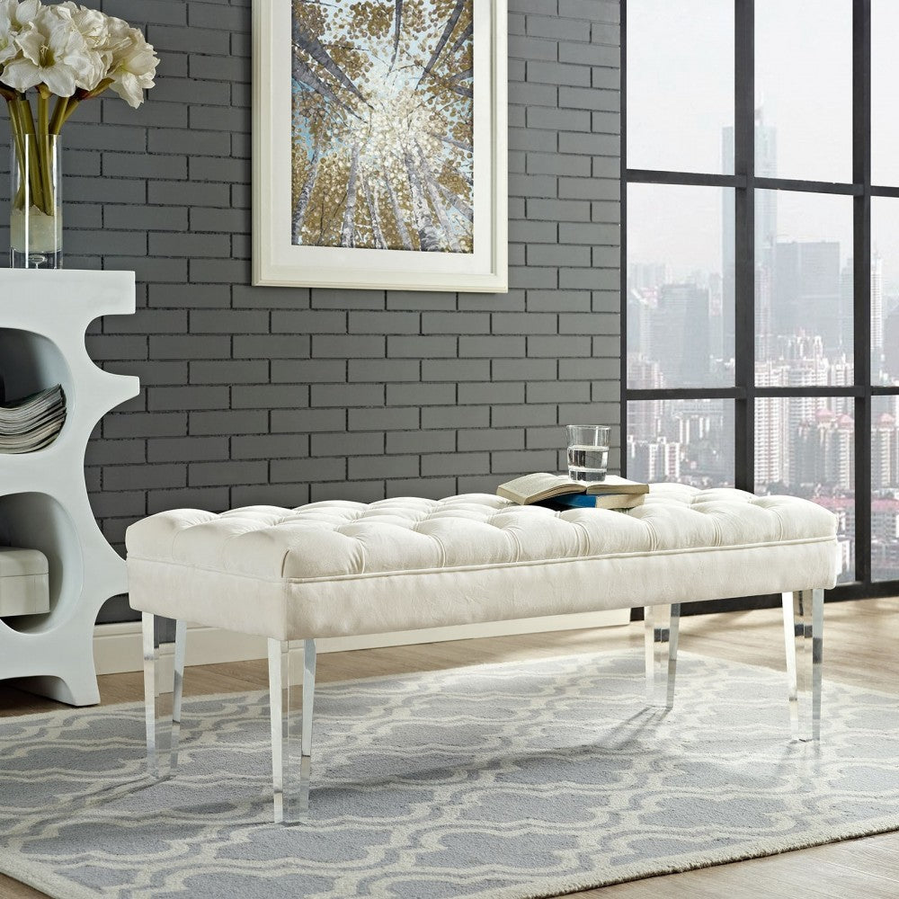Valet Performance Velvet Bench, Ivory
