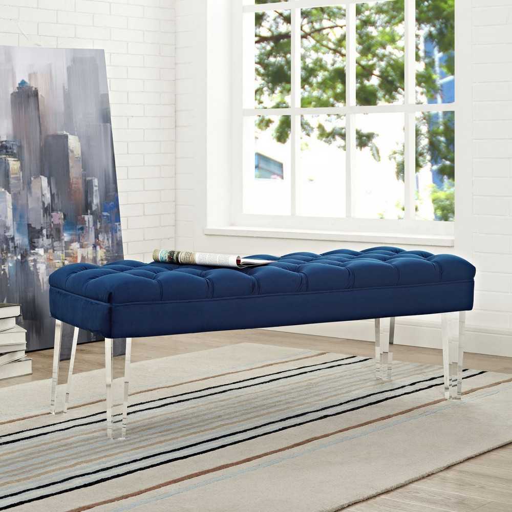 Valet Performance Velvet Bench, Navy