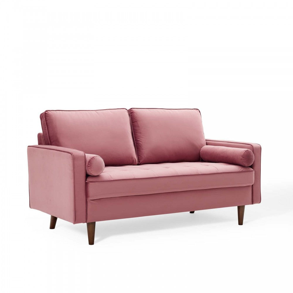 Valour Performance Velvet Loveseat, Dusty Rose