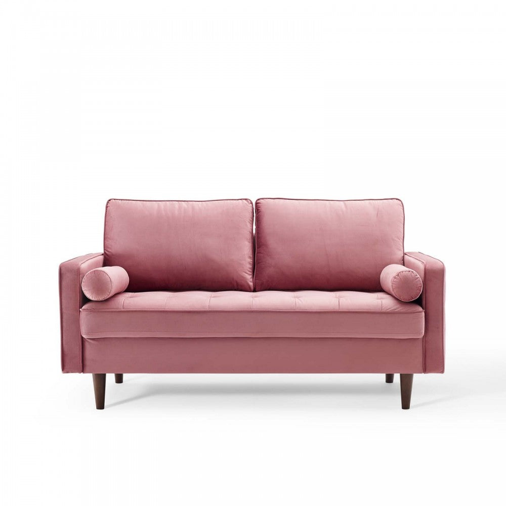 Valour Performance Velvet Loveseat, Dusty Rose
