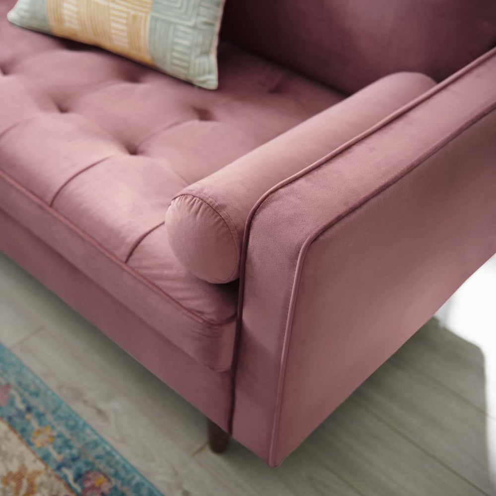 Valour Performance Velvet Loveseat, Dusty Rose