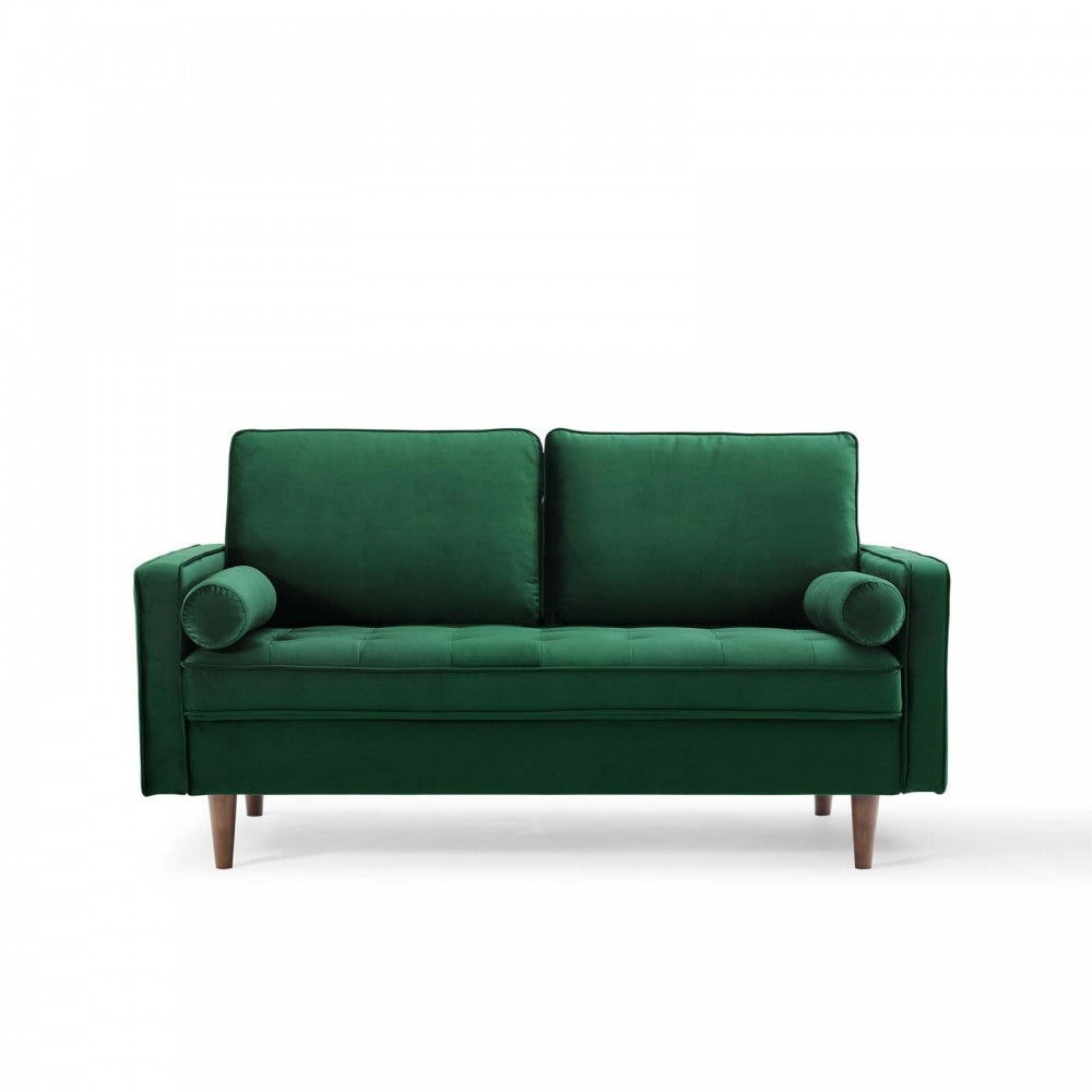 Valour Performance Velvet Loveseat, Green