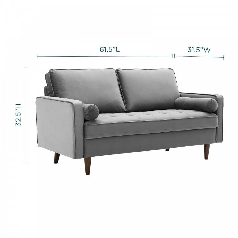 Valour Performance Velvet Loveseat, Gray