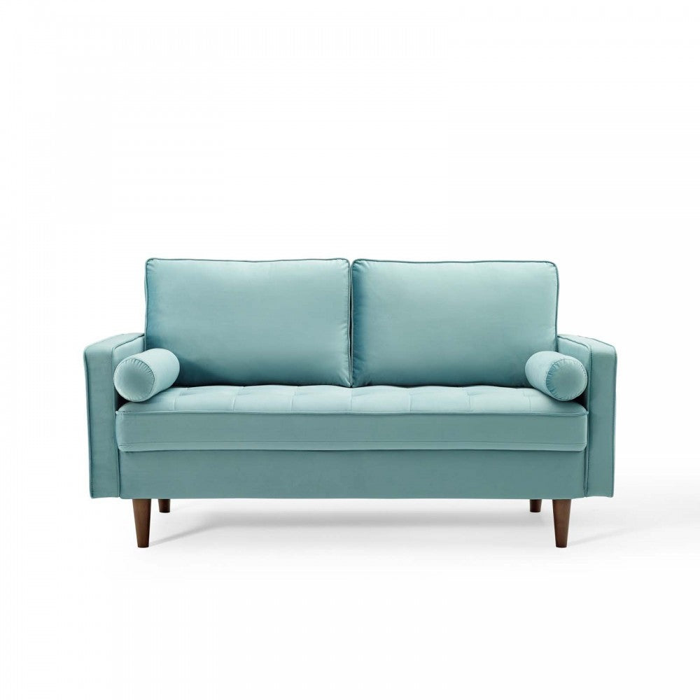 Valour Performance Velvet Loveseat, Mint
