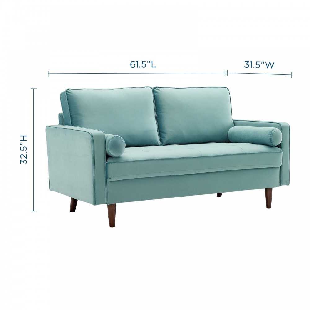 Valour Performance Velvet Loveseat, Mint