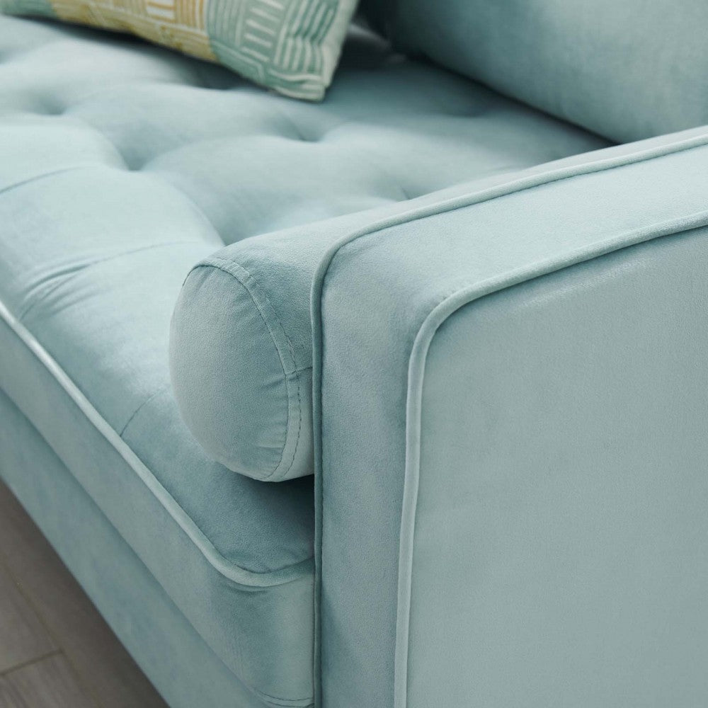 Valour Performance Velvet Loveseat, Mint
