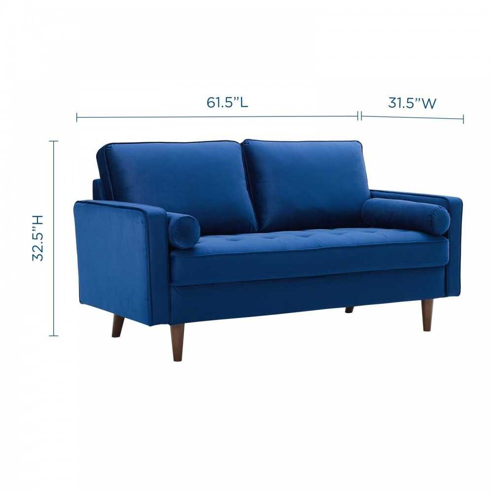 Valour Performance Velvet Loveseat, Navy