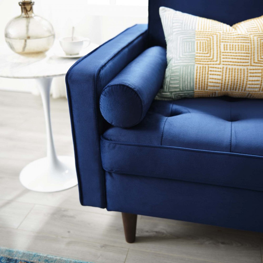 Valour Performance Velvet Loveseat, Navy