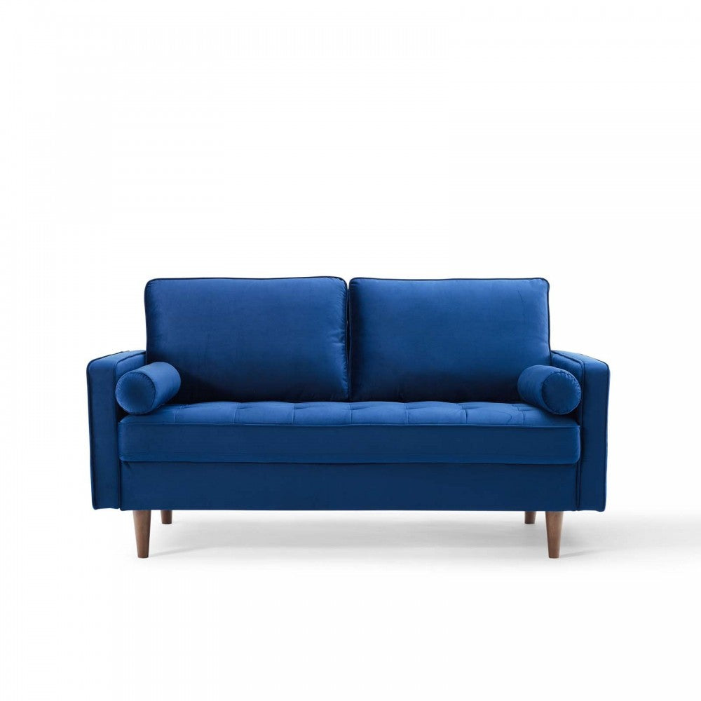 Valour Performance Velvet Loveseat, Navy