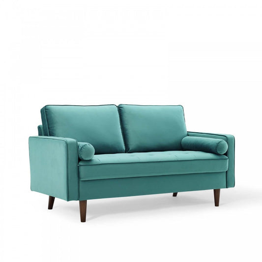 Valour Performance Velvet Loveseat, Teal