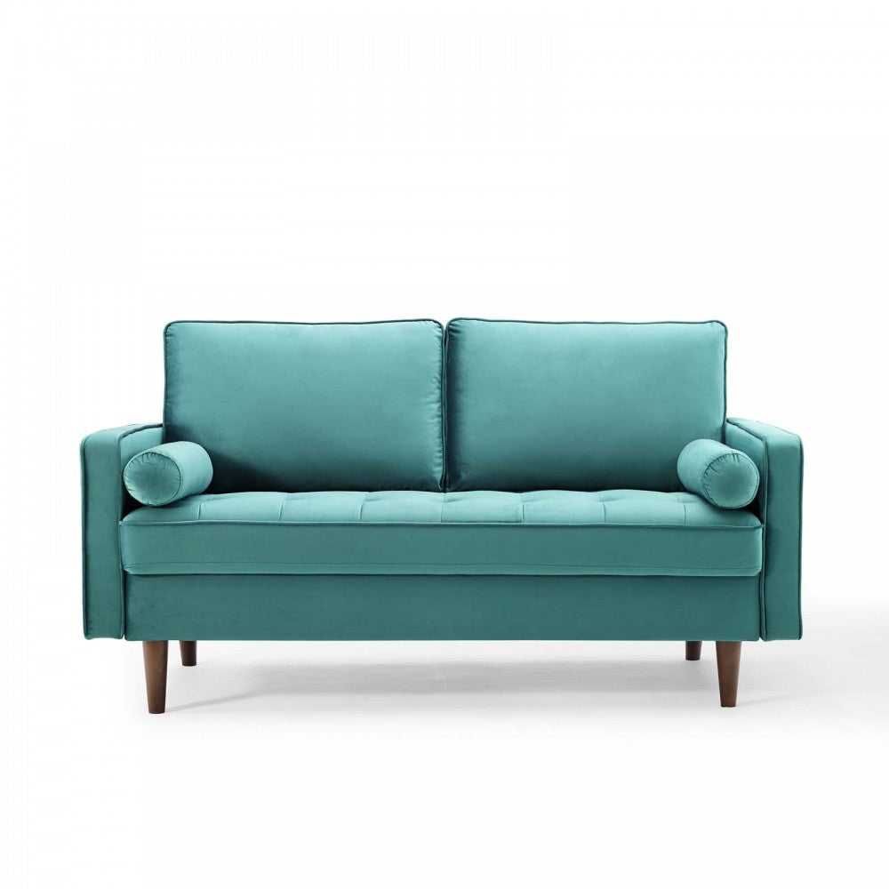 Valour Performance Velvet Loveseat, Teal