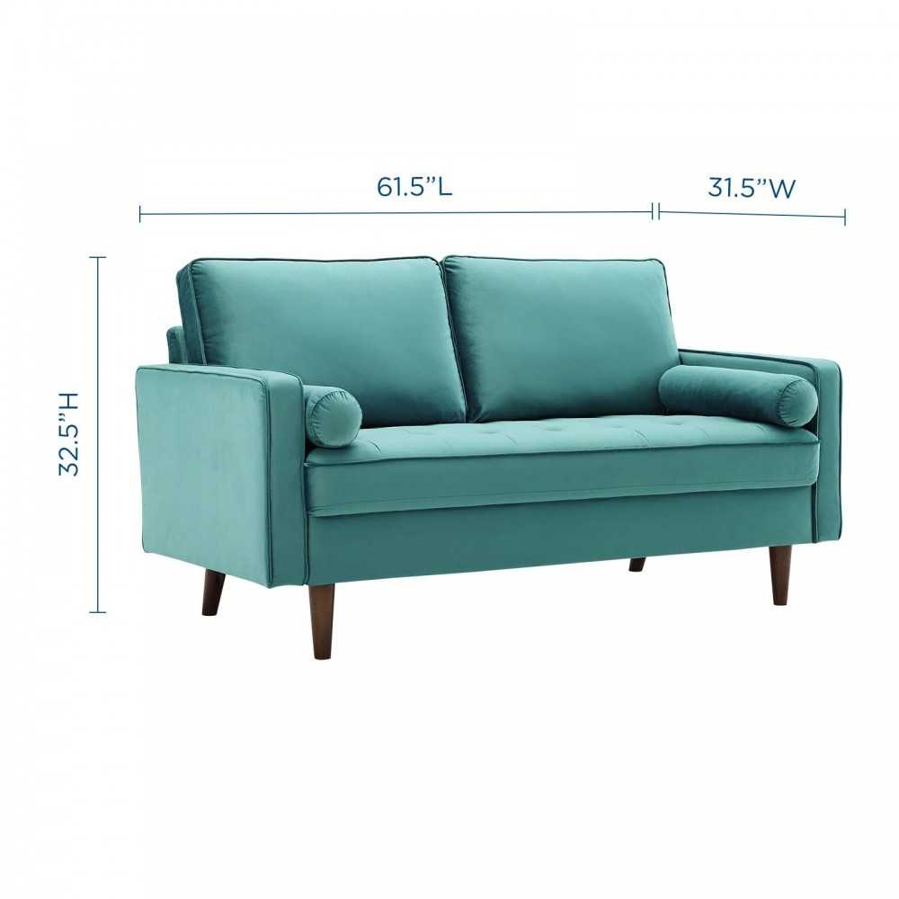 Valour Performance Velvet Loveseat, Teal