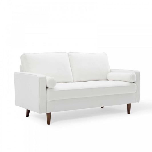 Valour Performance Velvet Loveseat, White