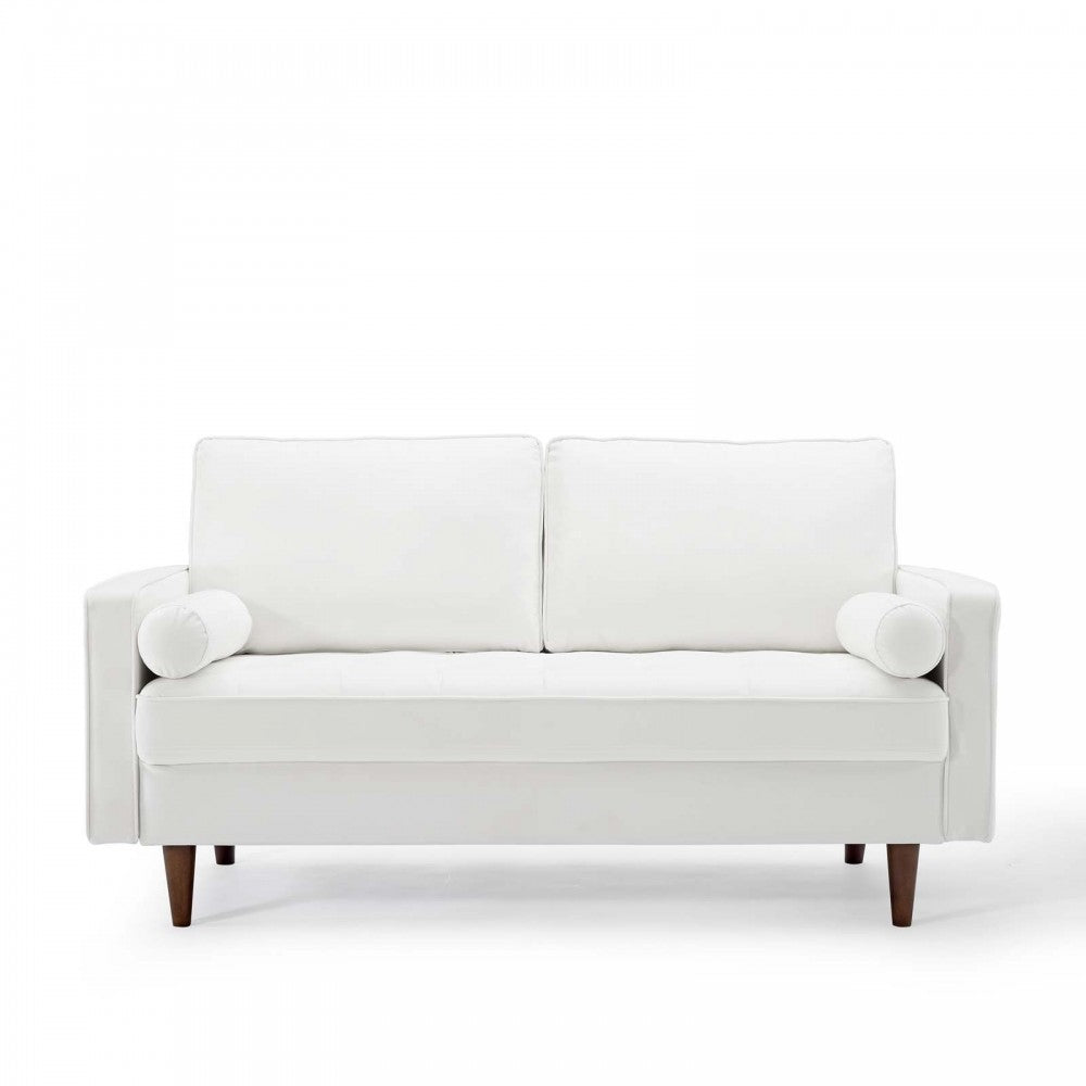 Valour Performance Velvet Loveseat, White
