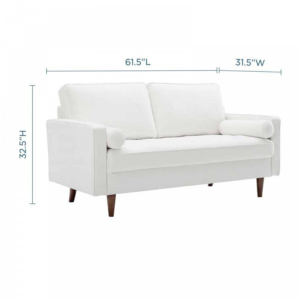 Valour Performance Velvet Loveseat, White