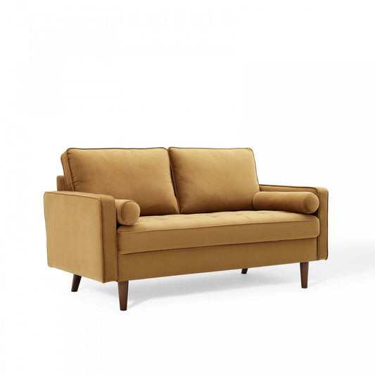Valour Performance Velvet Loveseat, Cognac