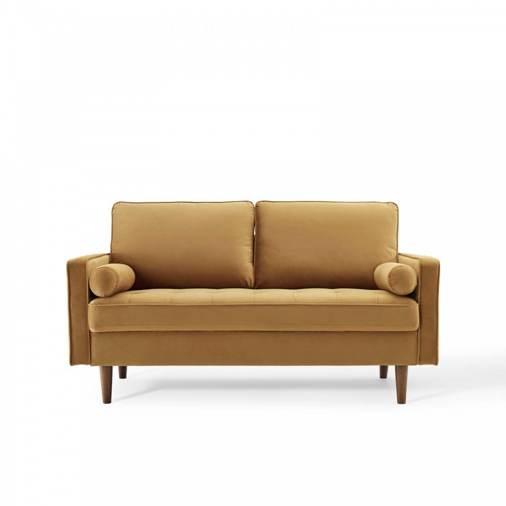 Valour Performance Velvet Loveseat, Cognac