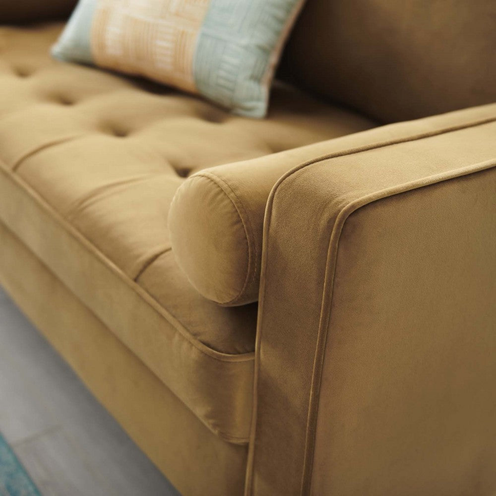 Valour Performance Velvet Loveseat, Cognac