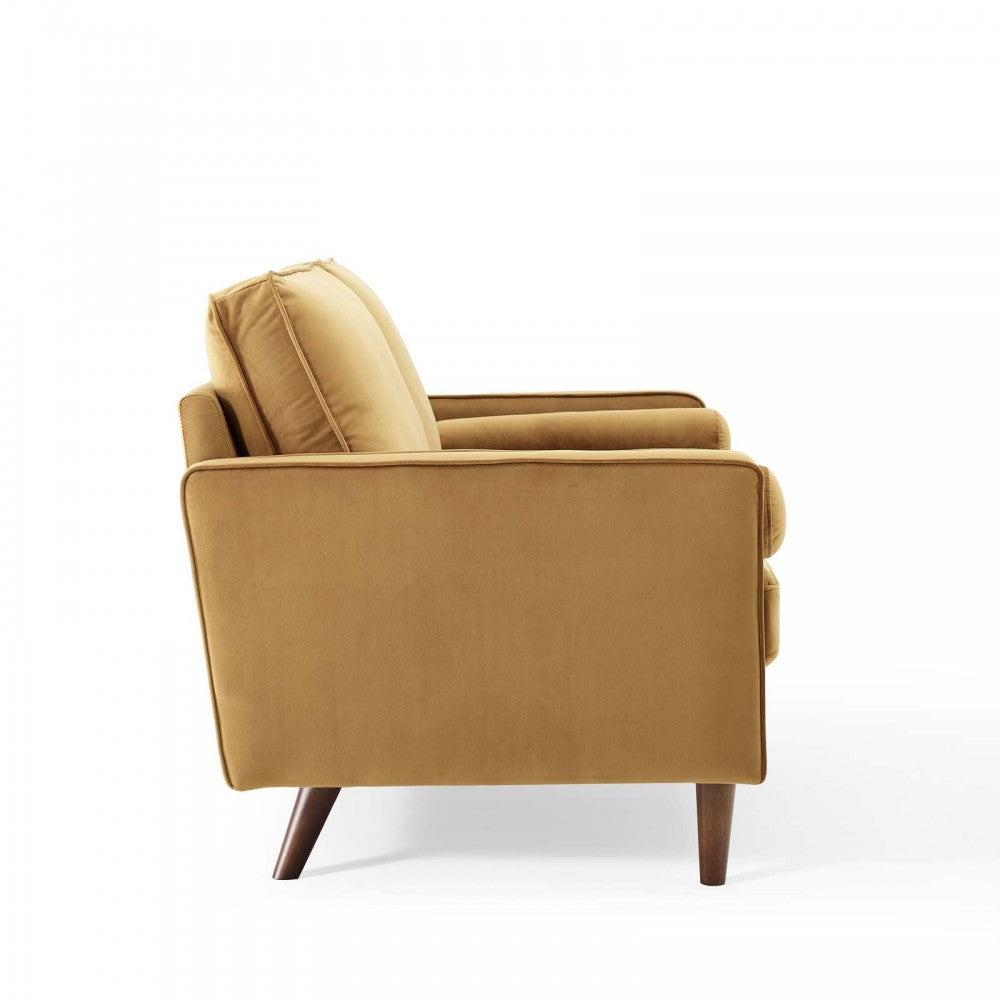 Valour Performance Velvet Loveseat, Cognac